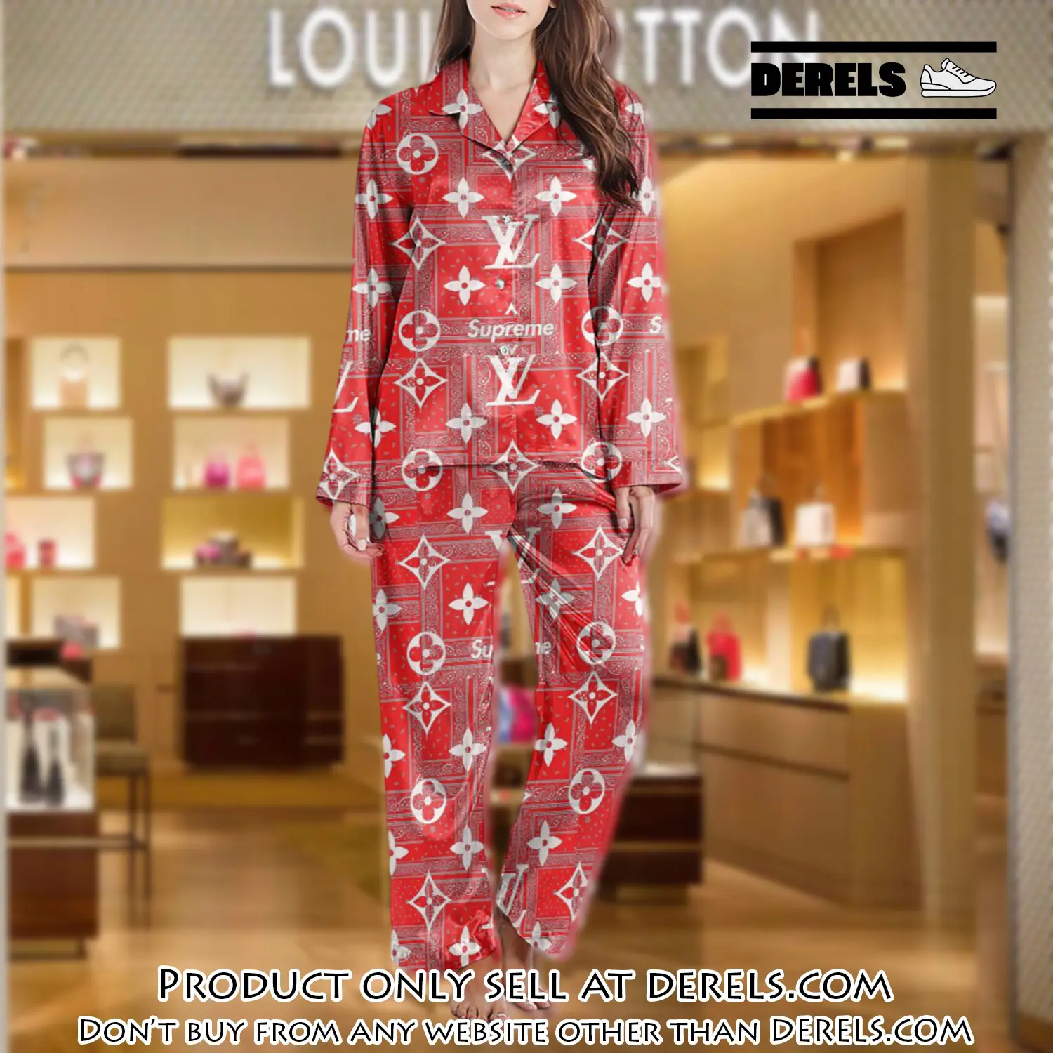 Lv monogram long satin pajama set pjs1022 dr3437276